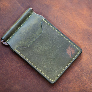 Leather Minimalist Wallet Money Clip & Card Holder